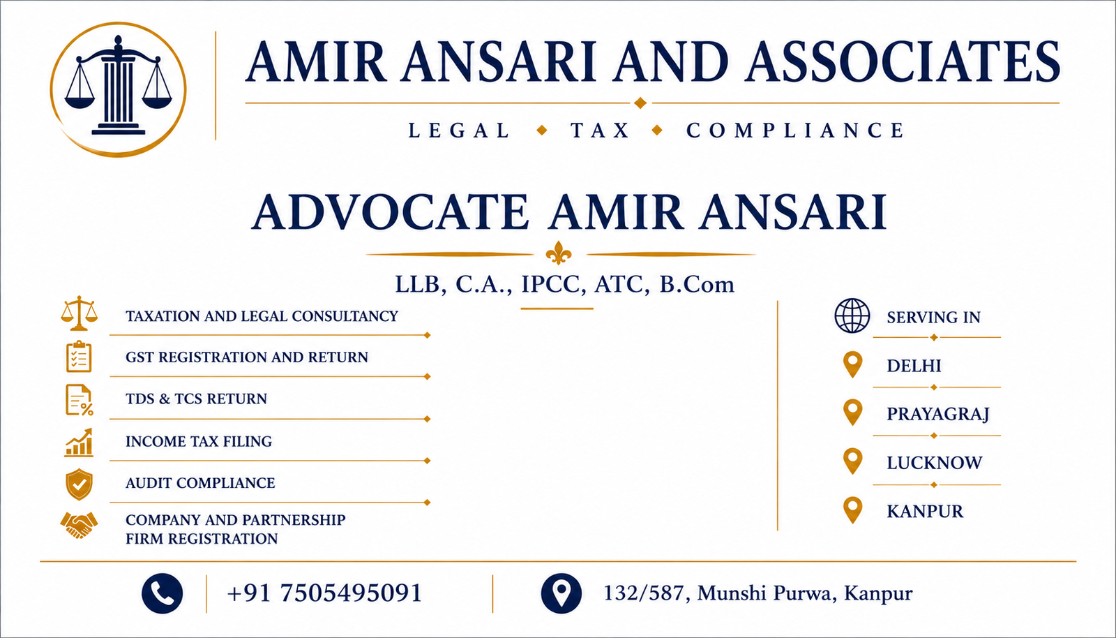 Business card design showing Digital Marketing and Web Designing for Business